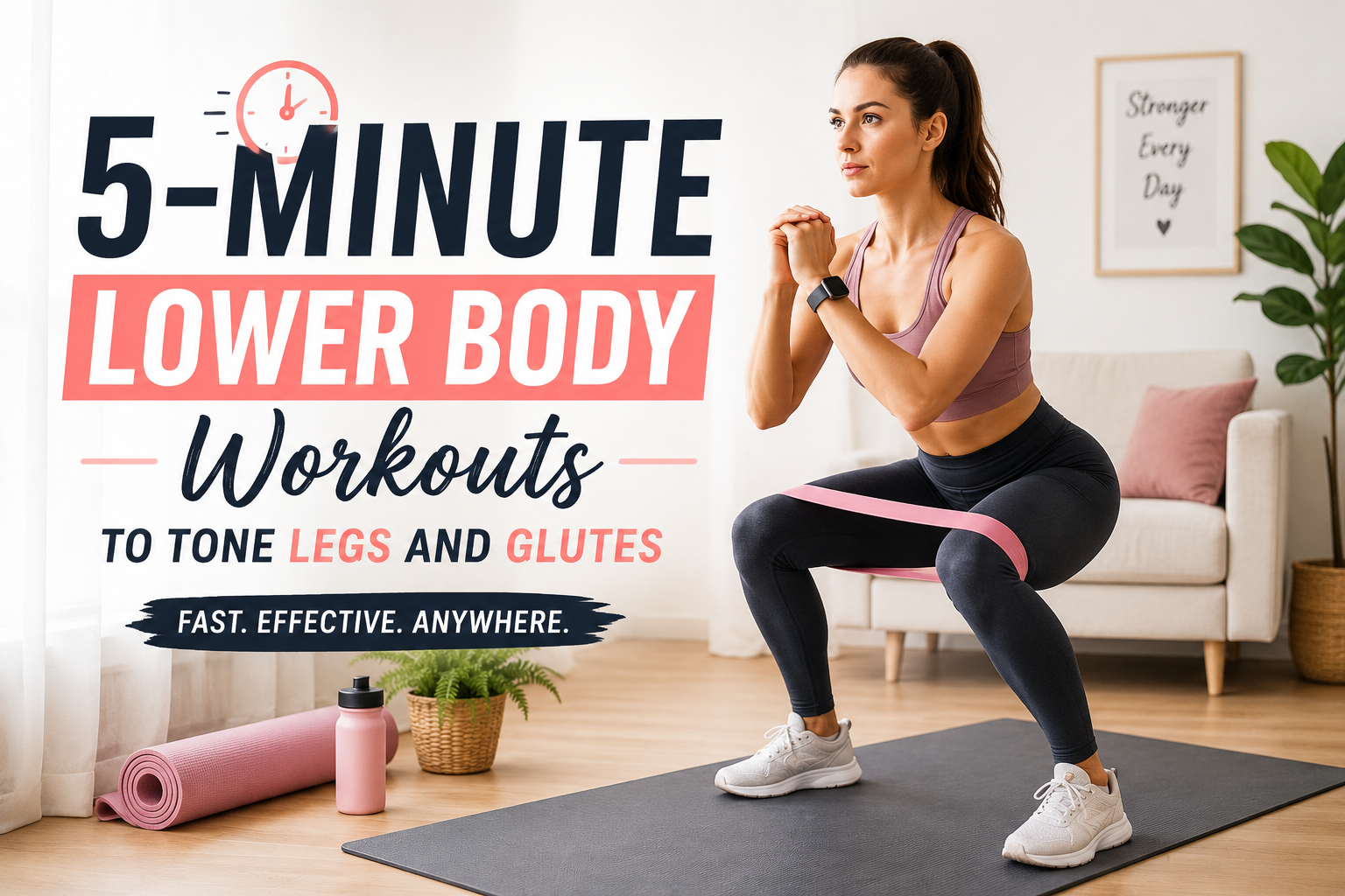 Woman doing lower body workout at home to tone legs and glutes
