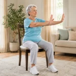 Older adult practicing gentle Chair Tai Chi at home
